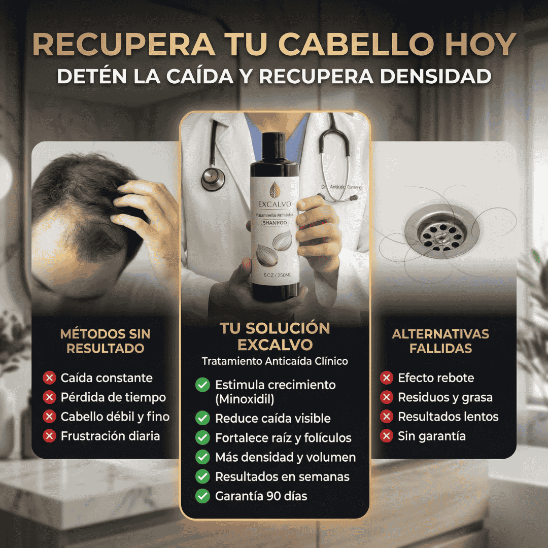 EXCALVO💆‍♂️ shampoo nutricional de cebolla🧅 canela y gengibre 🌿