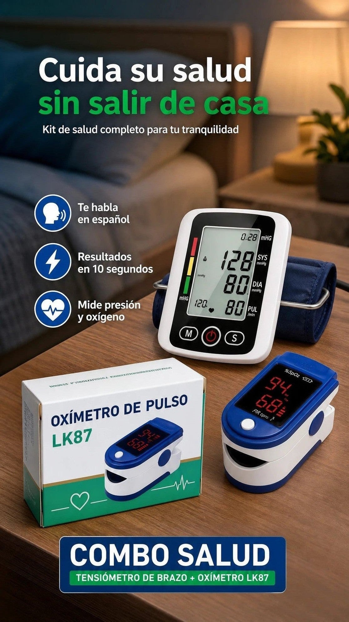 Tensiómetro y Oxímetro LK87 Voz Español asset 1